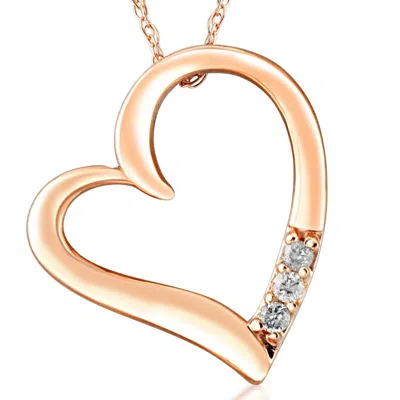 Pompeii3 Diamond Heart Pendant Necklace 18" 3-stone 10k Rose Gold In Multi