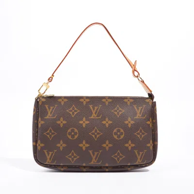 Pre-owned Louis Vuitton Pochette Accessoires Monogram Coated Canvas Shoulder Bag In Brown