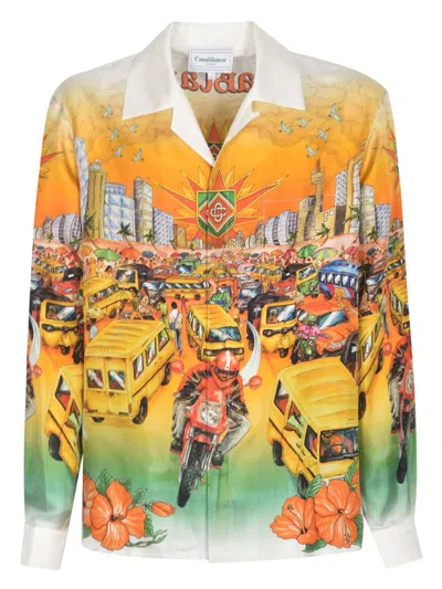 Casablanca Traffic Silk Shirt In Multicolor
