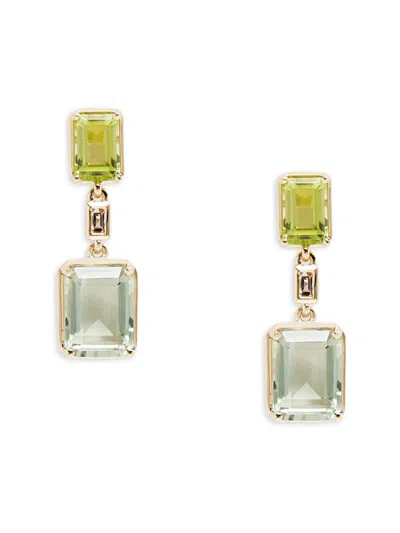 Effy Women's 14k Yellow Gold, Diamond, Green Amethyst & Peridot Drop Earrings