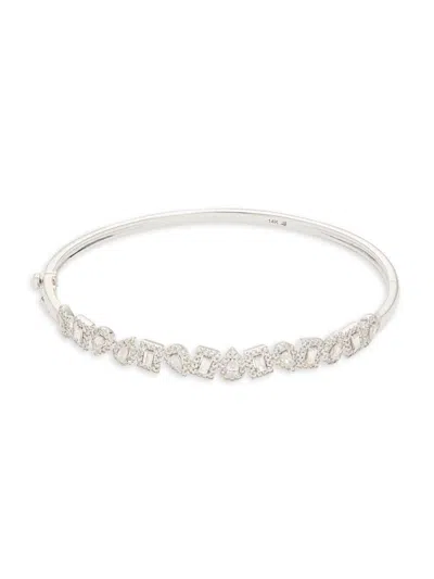 Saks Fifth Avenue Women's Hinged 14k White Gold & 1.25 Tcw Diamond Bangle Bracelet