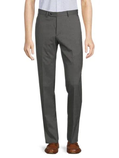 Zanella Men's Parker Flat Front Wool Dress Pants In Medium Grey