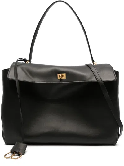 Balenciaga Large Rodeo Leather Tote Bag In Black