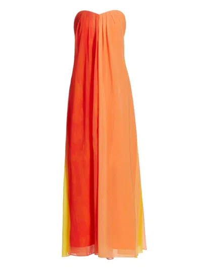 Milly Women's Sunset Stripe Strapless Dress In Linen