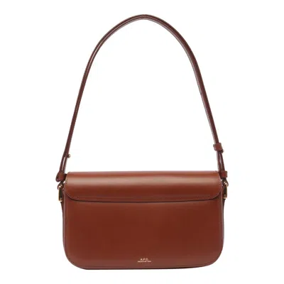Apc 'sac Grace Baguette' Brown Shoulder Bag With Buckle Fastening In Leather Woman