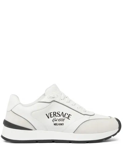 Versace White Leather Trainers