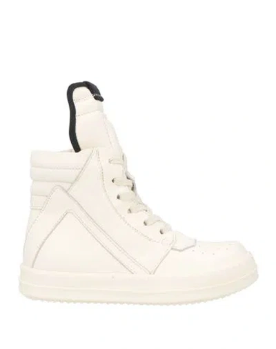 Rick Owens Baby White Geobasket Leather Sneakers