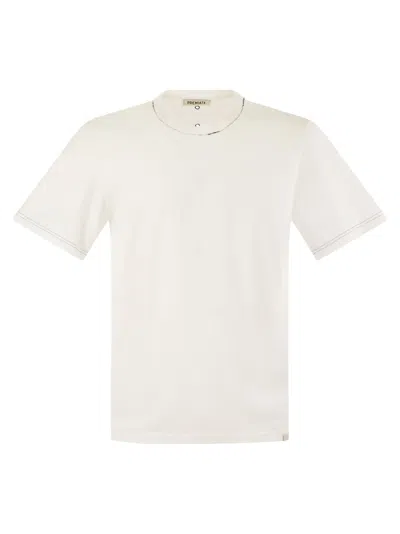 Premiata Short Sleeved Cotton T Shirt In White