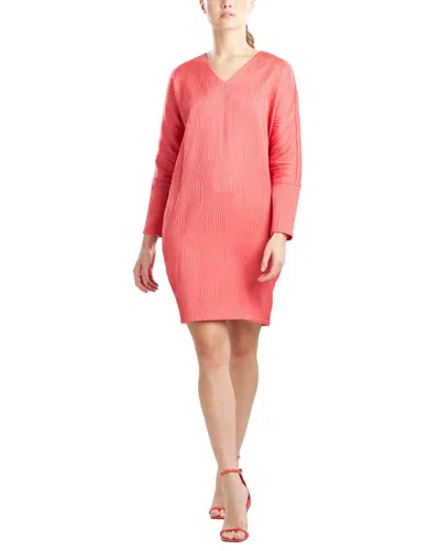 Natori Women's Long-sleeve V-neck Jacquard Dress In Coral Peach