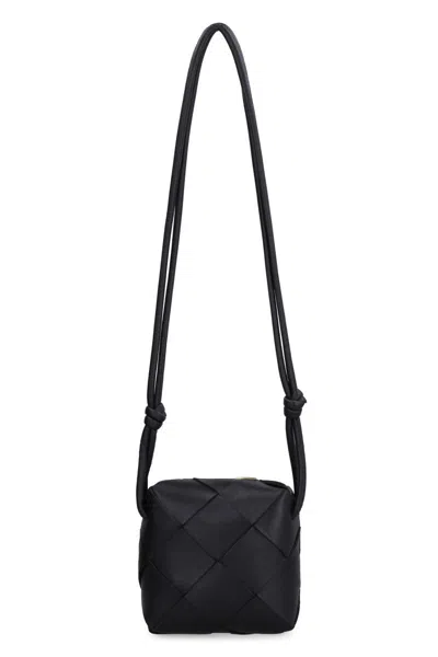 Bottega Veneta Cassette Mini Leather Crossbody Bag In Black
