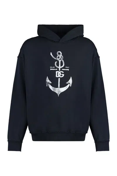 Dolce & Gabbana Graphic Printed Hoodie In Blue