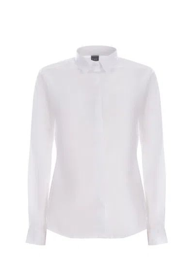 Fay Stretch Cotton Shirt In Bianco
