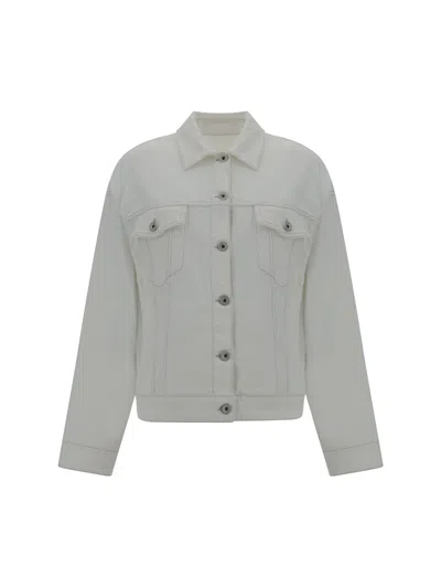Brunello Cucinelli Monili-detail Denim Shirt Jacket In Bianco Ottico