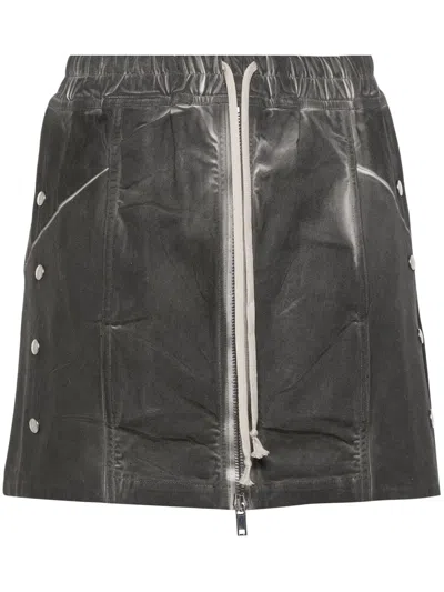 Rick Owens Drkshdw Babel Denim Mini Skirt In Grey