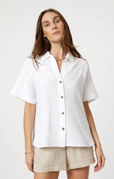 Mavi Gauze Short Sleeve Shirt In Antique White