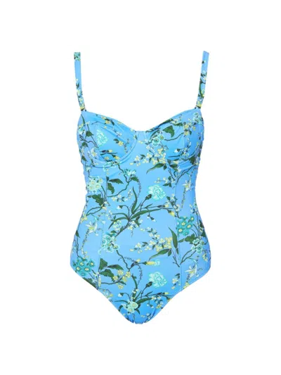 Erdem Floral-print Swimsuit In Blue