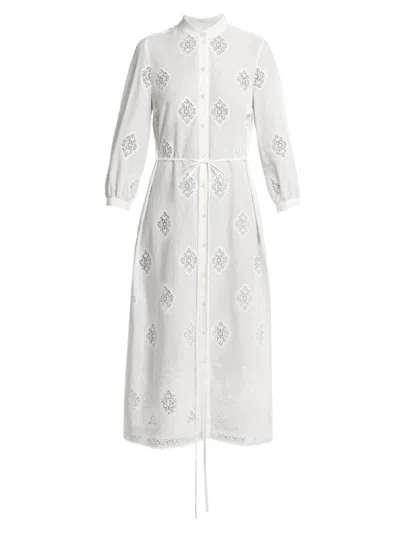 Erdem Broderie Anglaise-trimmed Cotton-blend Maxi Dress In White