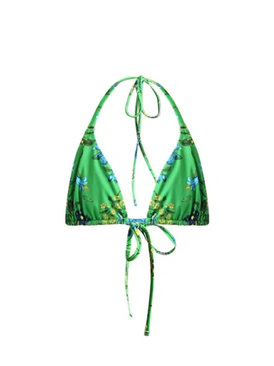 Erdem Women's Floral String Triangle Bikini Top In Green