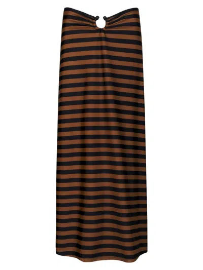 Johanna Ortiz Anesha Striped Maxi Skirt In Brown Black