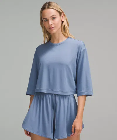 Lululemon Modal Relaxed-fit Cropped Short-sleeve Shirt In Blue
