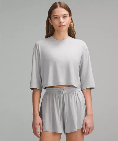 Lululemon Modal Relaxed-fit Cropped Short-sleeve Shirt In Gray