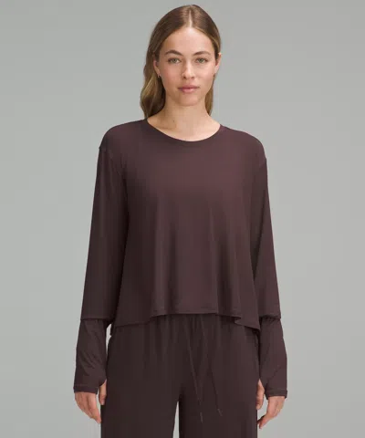 Lululemon Modal Relaxed-fit Lounge Long-sleeve Shirt In Brown