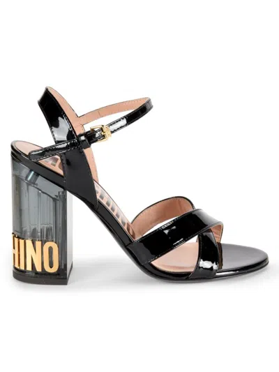 Moschino Women's Block Heel Patent Leather Sandals In Black