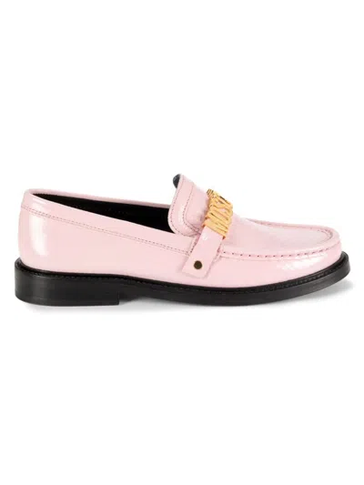 Moschino Women's Logo Patent Leather Penny Loafers In Pink