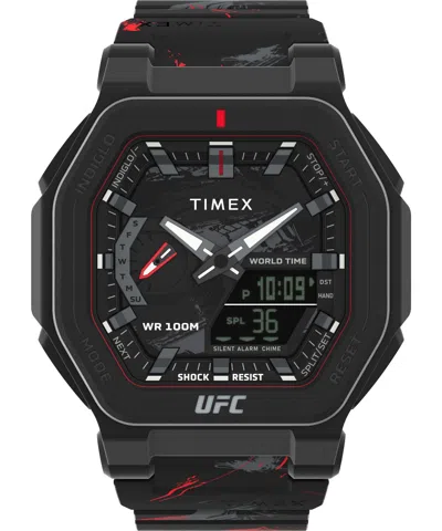 Timex Ufc Men's Colossus Analog-digital Black Polyurethane Watch, 45mm
