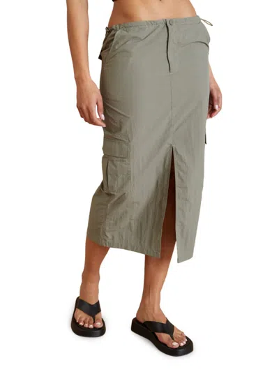 All Fenix Women's Sunny Spray Midi Slit Skirt In Olive