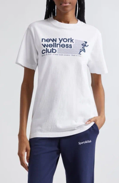 Sporty And Rich Ny Wellness Club Cotton Graphic T-shirt In White