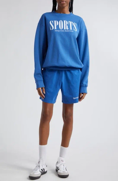 Sporty And Rich Sports Cotton Graphic Sweatshirt In Blue