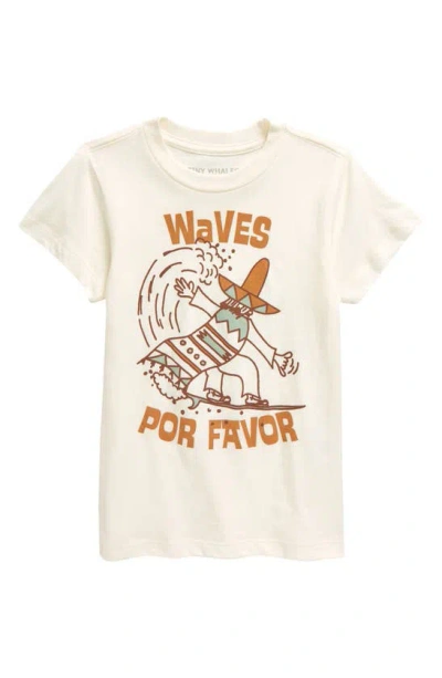Tiny Whales Kids' Waves Por Favor Cotton Graphic T-shirt In Natural