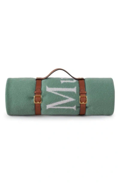 Mulberry Wool Throw Blanket In Cambridge Green