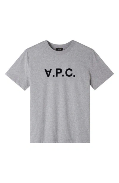 Apc Grand V.p.c. Logo T-shirt In Gris Chine / Dark Navy