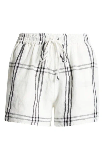 L*space Rio Linen Cover-up Drawstring Shorts In Late Mornings Plaid