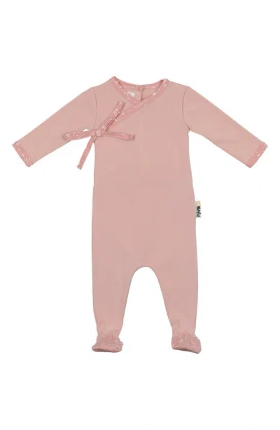 Maniere Babies' Manière Kids' Speckled Faux Wrap Footie In Pink