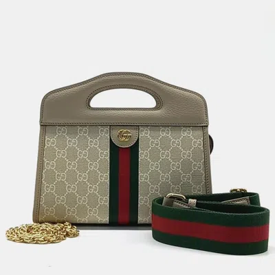 Pre-owned Gucci Beige Gg Supreme Canvas Web Shoulder Bag