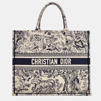 Pre-owned Dior Christian  Book Tote Bag 42 In Navy Blue
