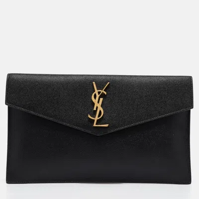 Pre-owned Saint Laurent Black Leather Uptown Pouch