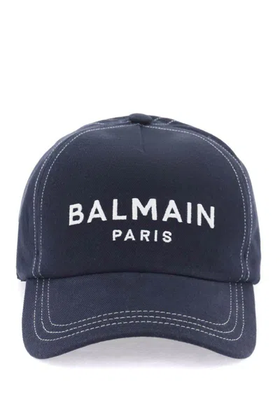 Balmain Baseball Cap With Logo In Blu