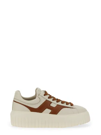 Hogan Trainers  H-stripes Brownwhite In Off White