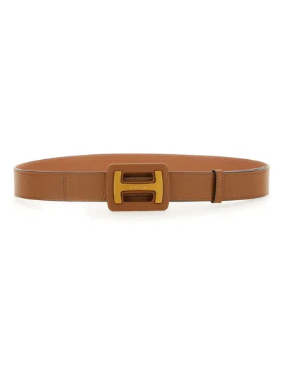 Hogan Leather Belt In Brown