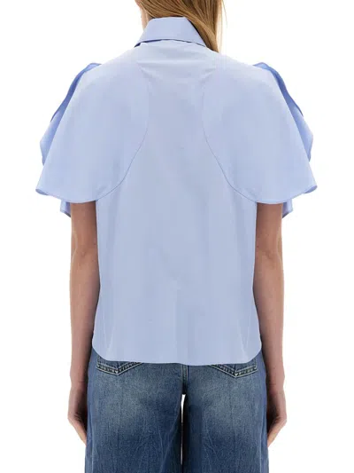 Stella Mccartney Shirt With Short Sleeves In Azure