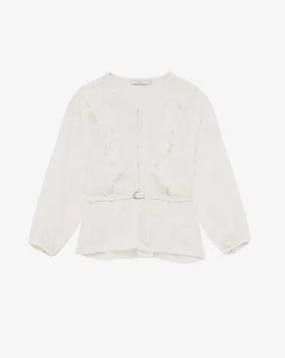 Iro Arlize Belted Ruffled Top In White