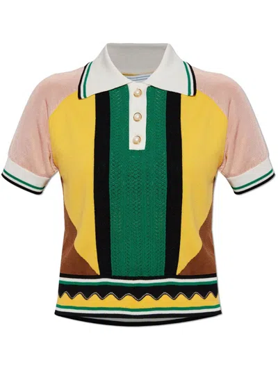 Casablanca Colour-block Panelled Polo Shirt In Multicolour
