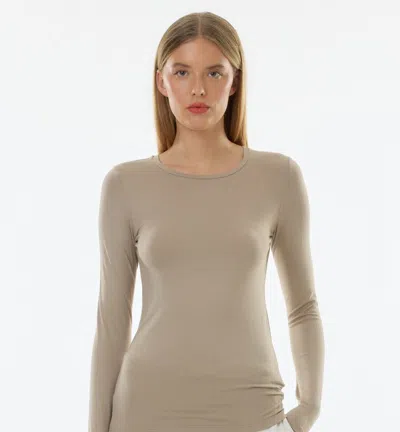 Majestic Women's Soft Touch Crewneck Long-sleeve Top In Brown