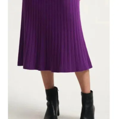 White + Warren Cotton Silk Ribbed A Line Skirt In Deep Verbena In Purple