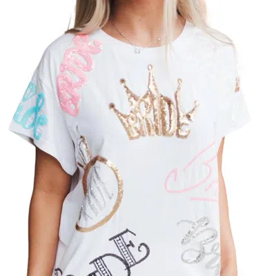 Queen Of Sparkles Bride All Over Tee In White