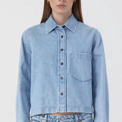Closed Cropped Denim Shirt In Mid Blue